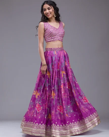 Sequins Georgette Readymade Lehenga