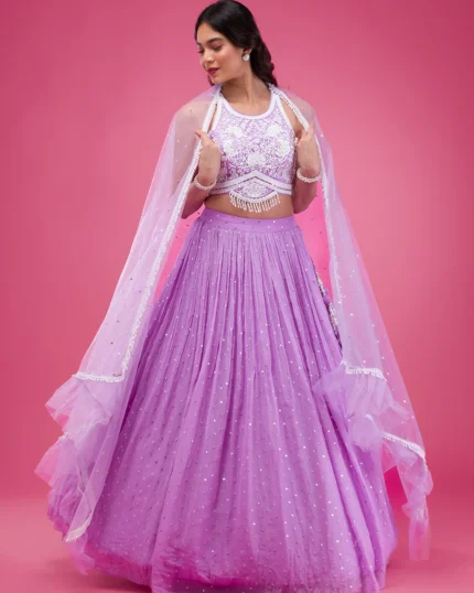 Pearlwork Georgette Readymade Lehenga