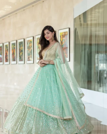 Sequin Mint Green Lehenga