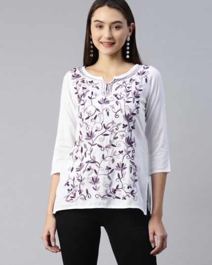 Jannat Kashmiri White Kurti
