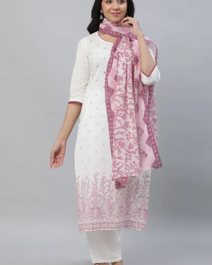 Purple Cotton Mulmul Printed Stole
