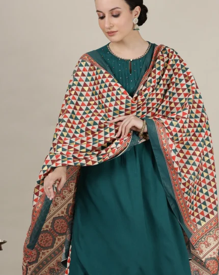 Multi-coloured Foil Abstract Printed Pure Cotton Dupatta