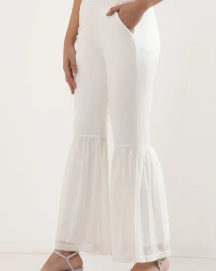 Lace Insert Pintuck Trousers