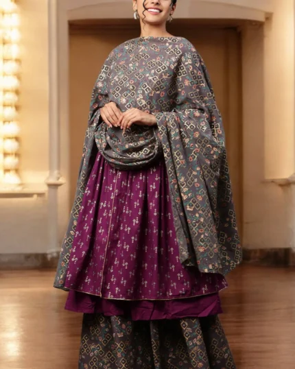 Grey Georgette Festive Dupatta