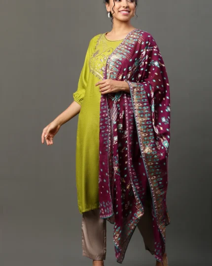 Purple Ikkat Printed Dupatta
