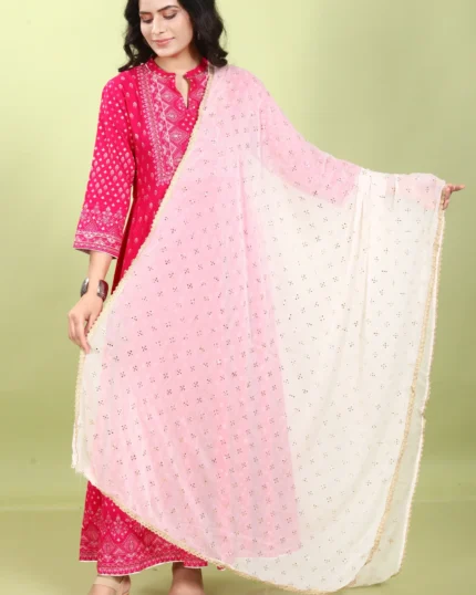 White Chiffon Printed Dupatta