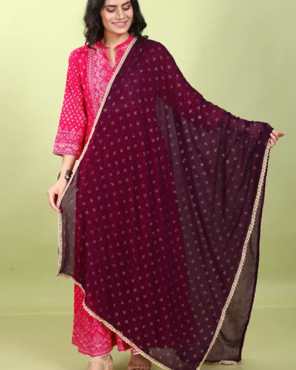 Purple Chiffon Printed Dupatta