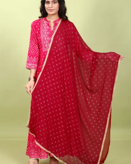 Maroon Chiffon Printed Dupatta
