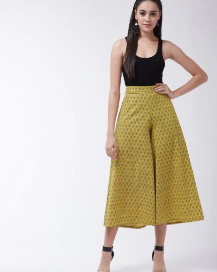 Yellow Printed Kalamkari Handloom Palazzo