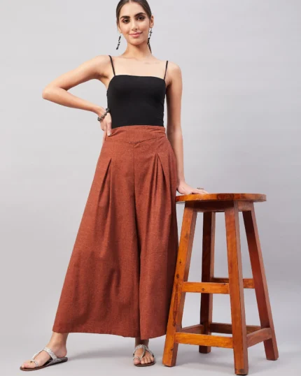 Rust Smart Casual Beautiful Hot Handloom Palazzo