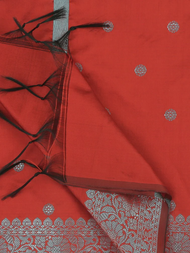 Banarasi Silk Dupatta with Silver Border - Image 7
