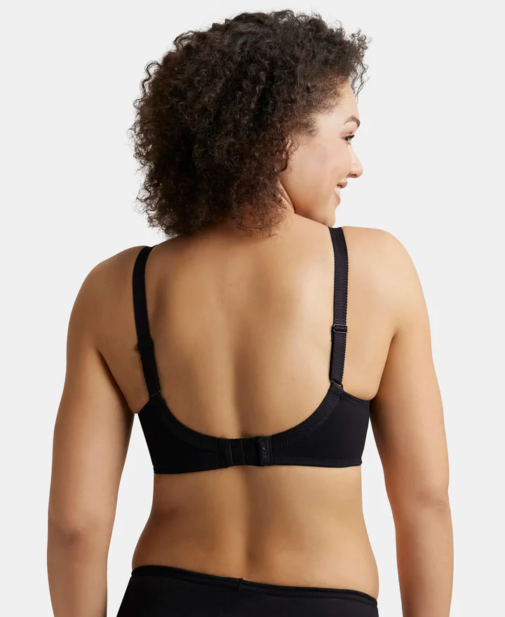 Black Wire free Non Padded Super Combed Full Coverage Plus Size Bra with Lace Styling - Image 3