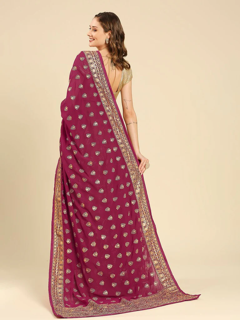 Heavily Embroidered Designer Georgette Dupatta - Image 12