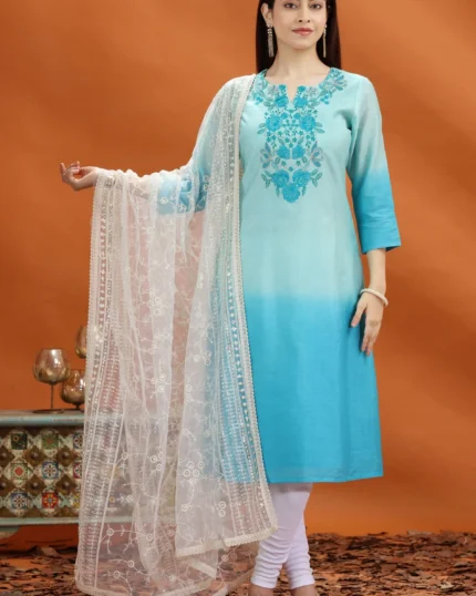 White Net Embroidered Dupatta