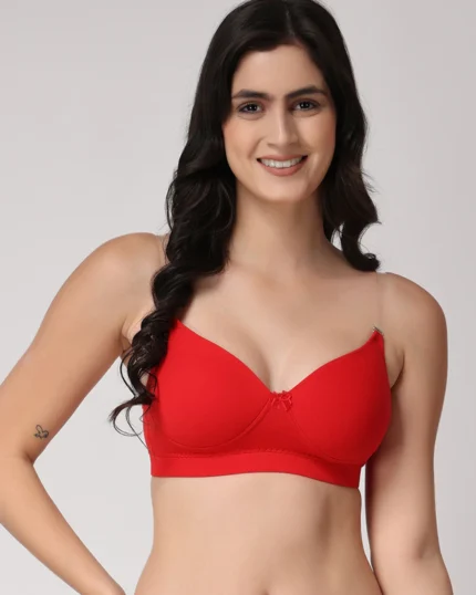  Red  Full Coverage Heavily Padded Convertible-Straps T-Shirt Bra