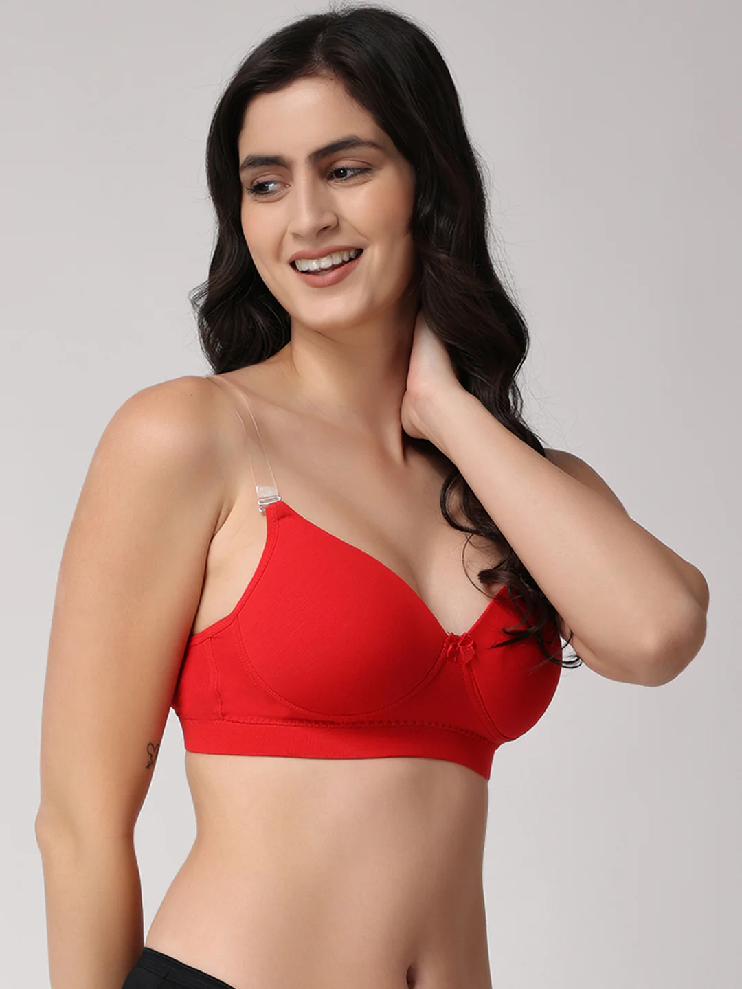 Red Full Coverage Heavily Padded Convertible-Straps T-Shirt Bra - Image 5