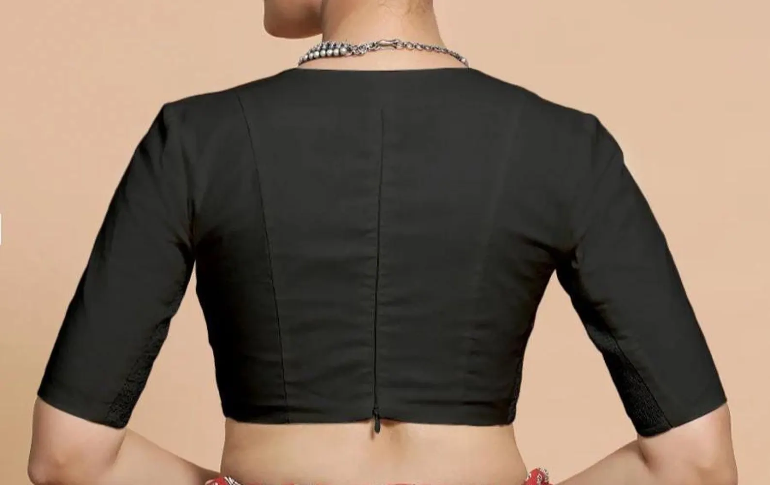 Made To Order Indian Designer Black colour Saree Lehenga Blouse Deep -V Neck Half sleeves blouse for women !! blouse , women blouse - Image 3