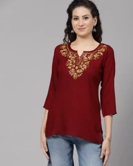 Inara Maroon Short Kurti